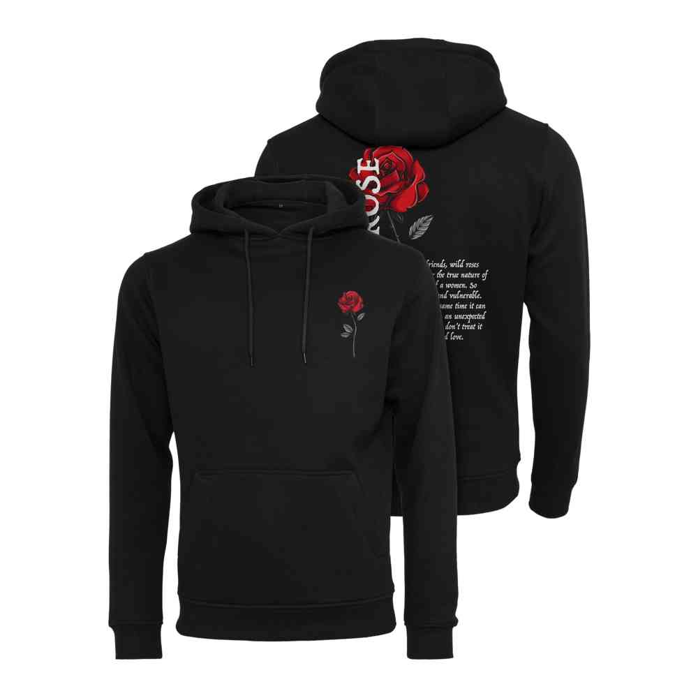 Black hoodie red roses best sale